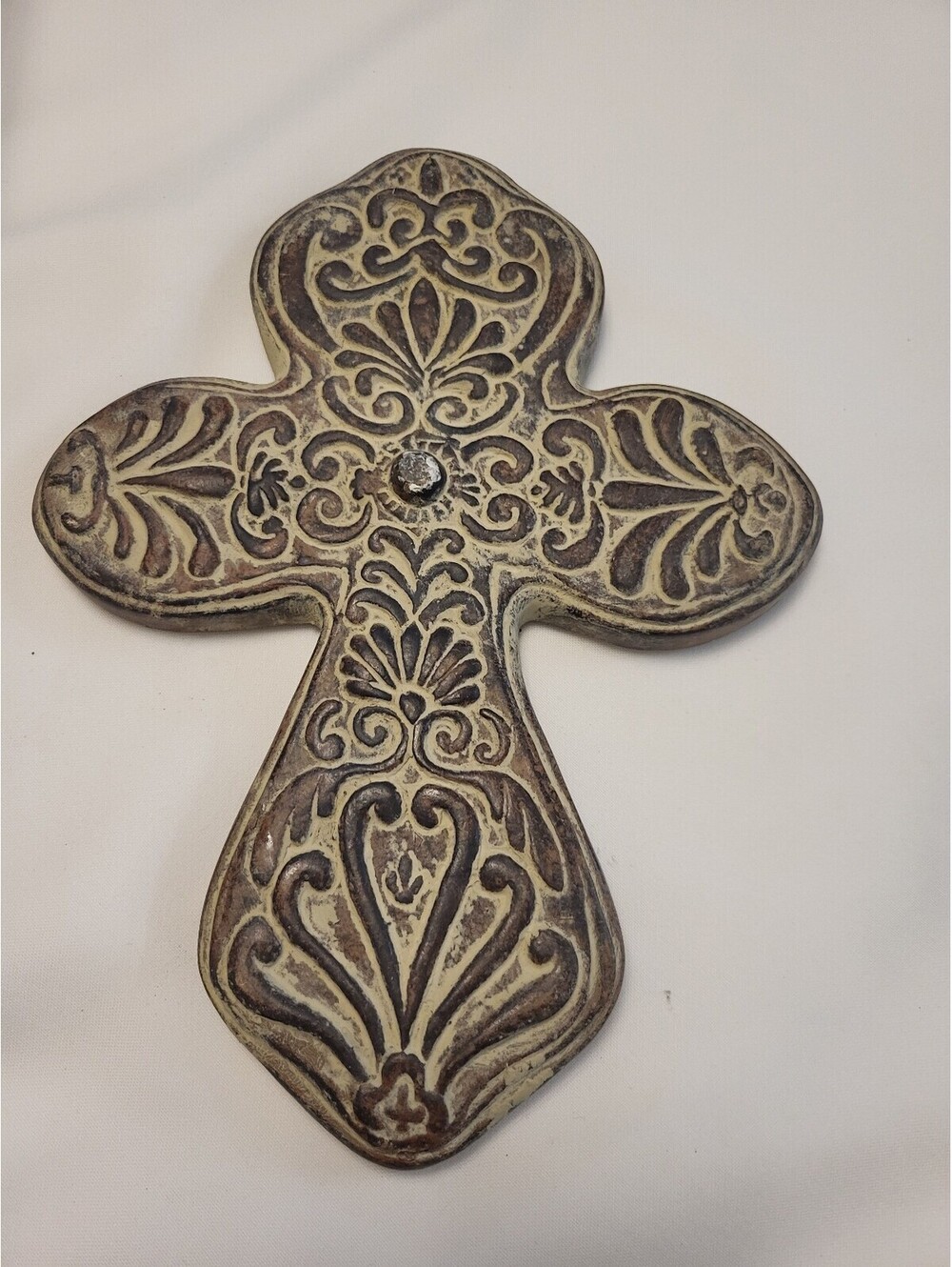 Decorative Wall Cross with Ornate Carved Design 11x8.5